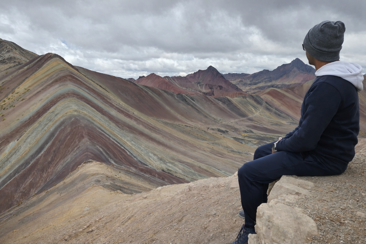 Layered mountain landscape representing geoscience field research